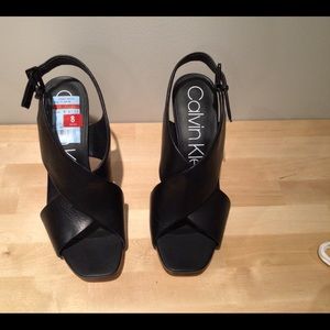 NWT Calvin Klein Myra Cow Silk Heels